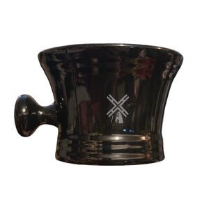 MUHLE Apothecary Style Ceramic Shaving Mug Cup Black Porcelain w Handle EUC